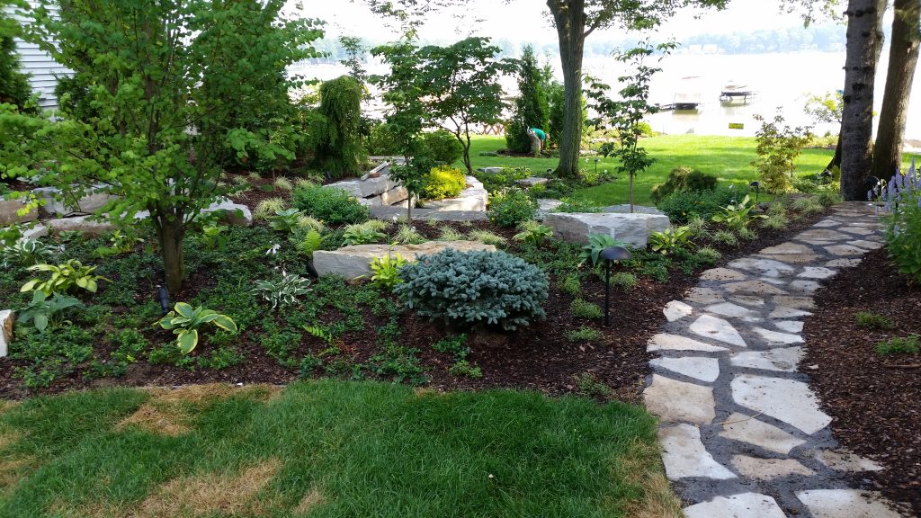 backyard stone path landscape projects