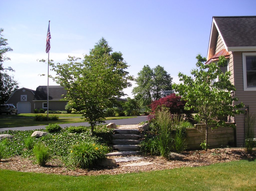 front yard stairs to side yard